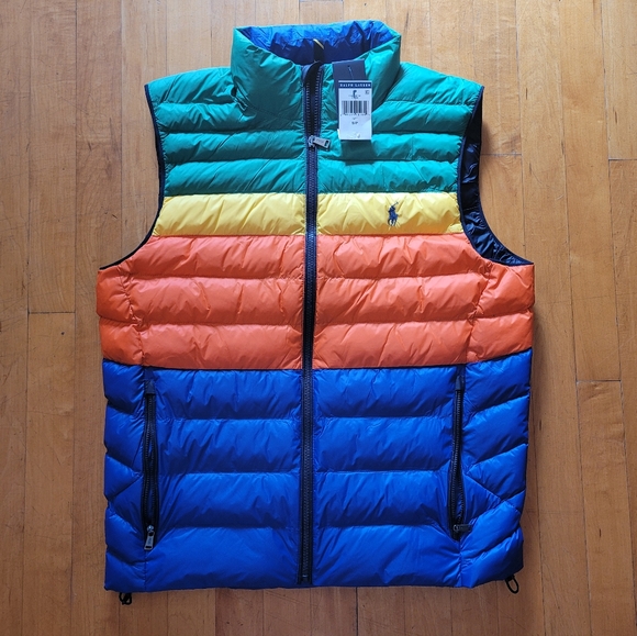 Polo Ralph Lauren Men's Small Multi Color Puffer Vest Colorblock NWT - Picture 2 of 12